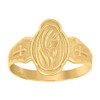 10K Yellow Gold Women's Textured 14mm Cross Band Praying Mother Mary Oval Ring