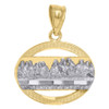 10K Two Tone Gold Unisex 0.80" Textured Oval Frame Last Supper Portrait Pendant