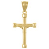 10K Two Tone Gold Unisex 1.70" High Polish Charm Cap End Cross Crucifix Pendant