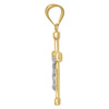10K Two Tone Gold Unisex 1.70" High Polish Charm Cap End Cross Crucifix Pendant