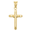 10K Two Tone Gold Unisex 1.35" High Polish Charm Beveled Cross Crucifix Pendant