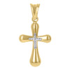 10K Two Tone Gold Unisex 1.20" Charm D/C Textured Center Bubble Cross Pendant