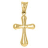 10K Two Tone Gold Unisex 1.20" Charm D/C Textured Center Bubble Cross Pendant