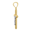 10K Two Tone Gold Unisex 1.75" Charm High Polish Beveled Cross Crucifix Pendant