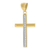 10K Two Tone Gold Unisex 1.85" Religious D/C Charm Textured Center Cross Pendant