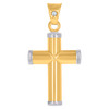 10K Two Tone Gold Unisex 1.40" High Polished Religious Charm Latin Cross Pendant