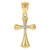 10K Two Tone Gold Men's 1.35" Religious Charm Bubble Flared Tube Cross Pendant