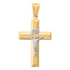 10K Two Tone Gold Men's 1.40" Polished Charm Beveled Cross INRI Crucifix Pendant