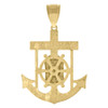 10K Two Tone Gold Unisex 1.70" Texture Greek Key Mariner Anchor Jesus Pendant