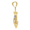 10K Two Tone Gold Unisex 1.70" Texture Greek Key Mariner Anchor Jesus Pendant