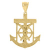 10K Two Tone Gold Unisex 1.70" Texture Greek Key Mariner Anchor Crucifix Pendant