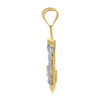 10K Two Tone Gold Unisex 1.70" Texture Greek Key Mariner Anchor Crucifix Pendant