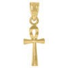 10K Yellow Gold Women's 0.75" Diamond Cut Charm Egyptian Ankh Cross Pendant