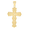 10K Yellow Gold Unisex 1.45" Texture Religious Charm Flame Pointed Cross Pendant