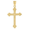 10K Yellow Gold Unisex 1.75" Textured D/C Relgious Charm Budded Cross Pendant