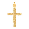 10K Yellow Gold Unisex 1.10" Textured Religious Charm Wood Pattern Cross Pendant