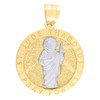 10K Two Tone Gold Unisex 1.35" St. Jude Thaddeus Pray For Us Medallion Pendant