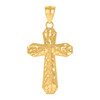 10K Yellow Gold Men's 1.65" Diamond Cut Religious Charm Nugget Cross Pendant