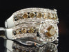 Ladies 10K White Gold Brown Champagne Diamond Engagement Ring Wedding Bridal Set