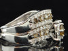 Ladies 10K White Gold Brown Champagne Diamond Engagement Ring Wedding Bridal Set