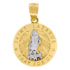 10K Two Tone Gold Unisex 0.75" Charm Saint Lazarus Pray For Us Medallion Pendant