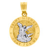 10K Two Tone Gold Unisex 0.75" Charm Saint Michael Pray For Us Medallion Pendant