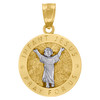 10K Two Tone Gold Unisex 0.75" Charm Infant Jesus Pray For Us Medallion Pendant
