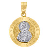 10K Two Tone Gold Unisex 3/4" Charm Saint Nicholas Pray For Us Medallion Pendant