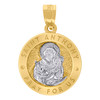 10K Two Tone Gold Unisex 0.75" Charm Saint Anthony Pray For Us Medallion Pendant