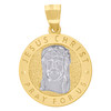 10K Two Tone Gold Unisex 0.95" Charm Jesus Christ Pray For Us Medallion Pendant