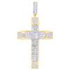 10K Yellow Gold Real Baguette Diamond Mens Charm Bevel Square Cross Pendant 2 CT