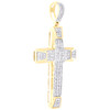 10K Yellow Gold Real Baguette Diamond Mens Charm Bevel Square Cross Pendant 2 CT