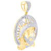 10K Yellow Gold Natural Diamond Medallion Jesus Face w/ Leaf Crown Pendant 1 CT