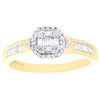 10K Yellow Gold Natural Baguette Diamond Womens Octagon Halo Promise Ring 1/4 CT