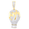 10K Yellow Gold Real Baguette Diamond Hand Holding Globe / World Pendant 3/4 CT