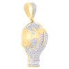 10K Yellow Gold Real Baguette Diamond Hand Holding Globe / World Pendant 3/4 CT