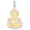 10K Yellow Gold Natural Diamond Charm Jesus Christ Reading Bible Pendant 1/3 CT