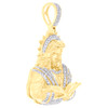 10K Yellow Gold Natural Diamond Charm Jesus Christ Reading Bible Pendant 1/3 CT