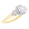 10K Yellow Gold Baguette Diamond Tier Rectangle Halo Teardrop Split Ring 1/4 CT
