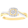 10K Yellow Gold Diamond Women's Braided Square Halo Flower Promise Ring 1/10 CT