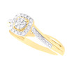 10K Yellow Gold Diamond Women's Braided Square Halo Flower Promise Ring 1/10 CT
