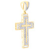 10K Yellow Gold Baguette Diamond Screw Pattern Flat Latin Cross Pendant 1/2 CT