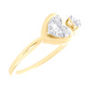 10K Yellow Gold Real Baguette Diamond Split Twisted Heart Promise Ring 0.15 CT