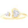 10K Yellow Gold Real Baguette Diamond Split Twisted Heart Promise Ring 0.15 CT