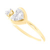 10K Yellow Gold Real Baguette Diamond Split Twisted Heart Promise Ring 0.15 CT