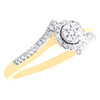 10K Yellow Gold Baguette Diamond 2 Row Bypass Circle Halo Promise Ring 1/5 CT