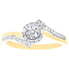 10K Yellow Gold Baguette Diamond 2 Row Bypass Circle Halo Promise Ring 1/5 CT