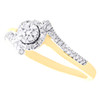 10K Yellow Gold Baguette Diamond 2 Row Bypass Circle Halo Promise Ring 1/5 CT