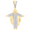 10K Yellow Gold Natural Diamond Men's Jesus Christ The Redeemer Pendant 1/2 CT