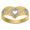 10K Two Tone Gold Women's High Polished 10.5mm Pointed Band Love XOXO Heart Ring
